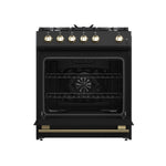 Forno Leonardo Espresso 30-Inch Black Gas Range, 5 Burners, 39,500 BTU, 5 cu.ft Convection Oven - BonPrix Électroménagers