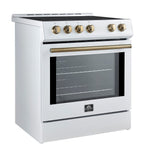 Forno Leonardo Espresso 30-Inch Slide-In White Induction Range, Convection Oven, 5 Cooking Zones, Touch Control Panel - BonPrix Électroménagers