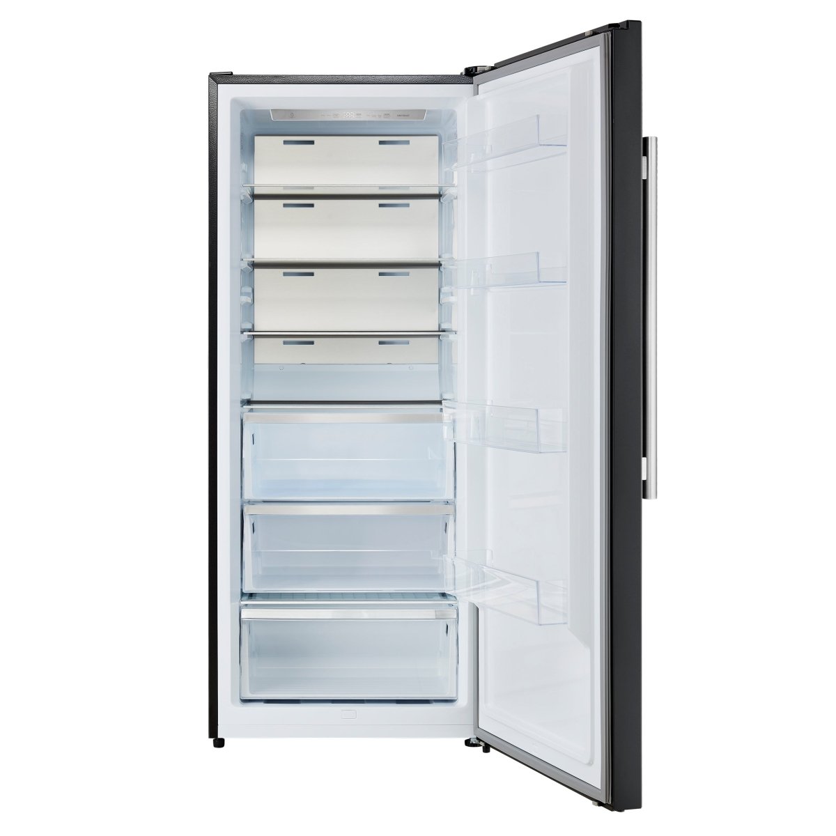 Forno Maderno 28-Inch Convertible Freezer/Refrigerator in Black with Antique Brass Handle, 13.6 cu.ft. Right Swing - BonPrix Électroménagers