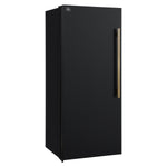 Forno Maderno 28-Inch Convertible Upright Freezer/Refrigerator in Black with Antique Brass Handle, 13.6 cu.ft., Left Swing - BonPrix Électroménagers