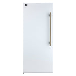 Forno Maderno 28-Inch Convertible Upright Freezer/Refrigerator in White with Antique Brass Handle, 13.6 cu.ft., Left Swing - BonPrix Électroménagers