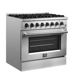 Forno Marco 36-Inch Dual Fuel Range, Stainless Steel, 6 Burners, 67,000 BTU, True Convection Oven, Energy Efficient - BonPrix Électroménagers