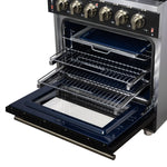 Forno Massimo 30-Inch Black Freestanding Gas Range, 5 Burners, True Convection Oven - BonPrix Électroménagers