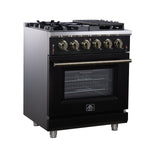Forno Massimo 30-Inch Black Freestanding Gas Range, 5 Burners, True Convection Oven - BonPrix Électroménagers