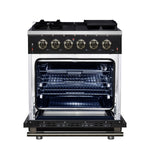 Forno Massimo 30-Inch Black Freestanding Gas Range, 5 Burners, True Convection Oven - BonPrix Électroménagers