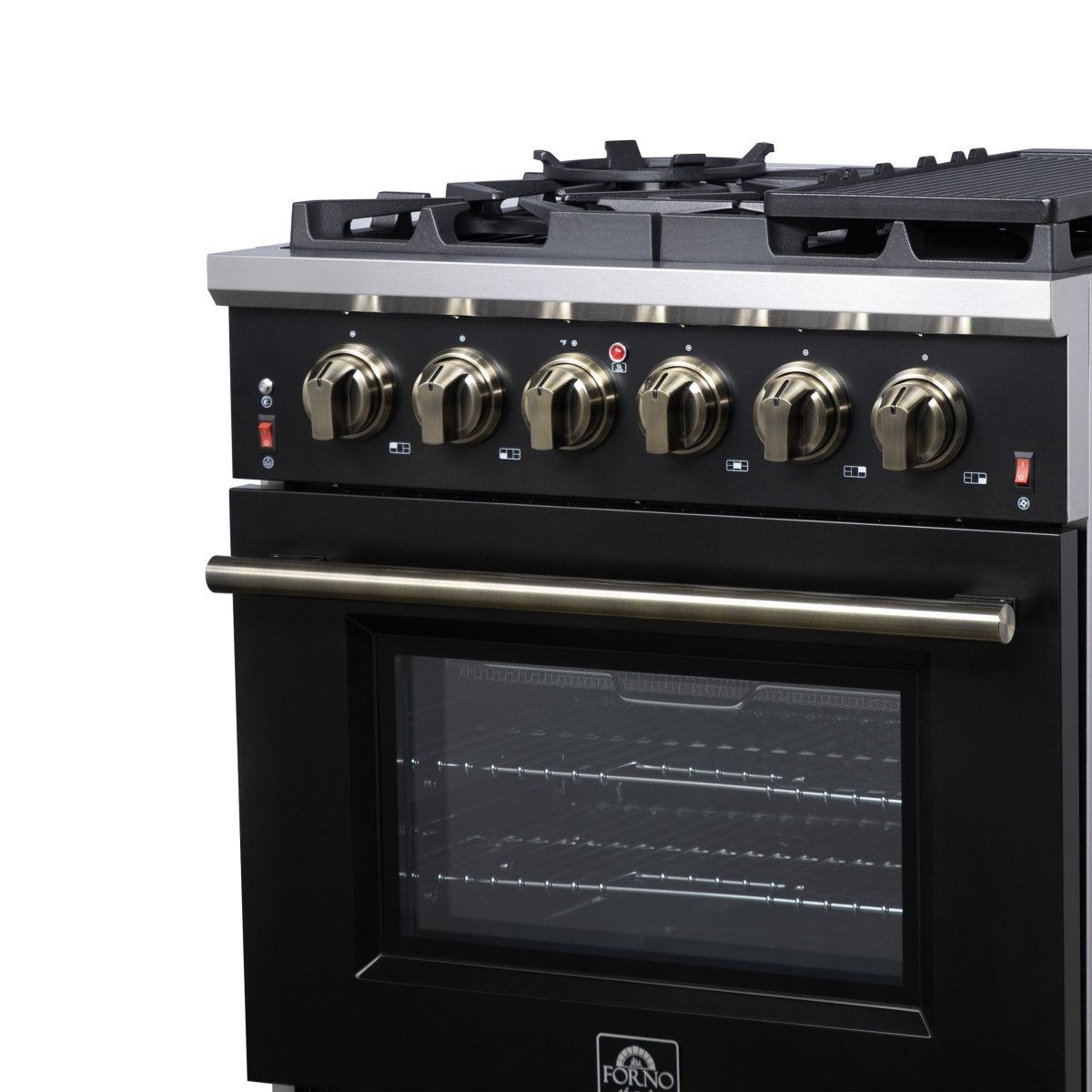 Forno Massimo 30-Inch Black Freestanding Gas Range, 5 Burners, True Convection Oven - BonPrix Électroménagers