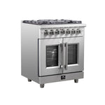 Forno Massimo 30-Inch Freestanding French Door Dual Fuel Range, 4 Burners, True Convection Oven - BonPrix Électroménagers
