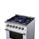 Forno Massimo 30-Inch White Freestanding Gas Range, 5 Burners, True Convection Oven - BonPrix Électroménagers