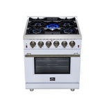 Forno Massimo 30-Inch White Freestanding Gas Range, 5 Burners, True Convection Oven - BonPrix Électroménagers