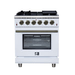 Forno Massimo 30-Inch White Freestanding Gas Range, 5 Burners, True Convection Oven - BonPrix Électroménagers