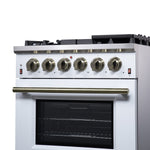 Forno Massimo 30-Inch White Freestanding Gas Range, 5 Burners, True Convection Oven - BonPrix Électroménagers