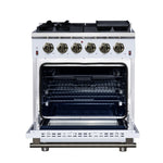 Forno Massimo 30-Inch White Freestanding Gas Range, 5 Burners, True Convection Oven - BonPrix Électroménagers