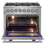 Forno Massimo 36-Inch Freestanding Dual Fuel Range, 6 Burners, Double Convection Ovens - BonPrix Électroménagers