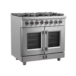 Forno Massimo 36-Inch Freestanding French Door Dual Fuel Range, 6 Burners, True Convection Oven - BonPrix Électroménagers