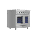Forno Massimo 36-Inch Freestanding French Door Gas Range, 6 Burners, Convection Oven, Energy Efficient - BonPrix Électroménagers