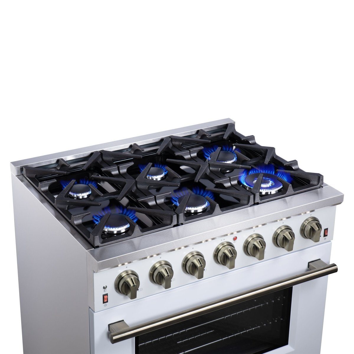 Forno Massimo 36-Inch White Freestanding Gas Range, 6 Sealed Burners, Convection Oven, Energy Efficient - BonPrix Électroménagers