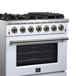 Forno Massimo 36-Inch White Freestanding Gas Range, 6 Sealed Burners, Convection Oven, Energy Efficient - BonPrix Électroménagers