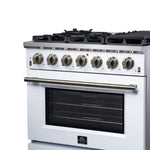 Forno Massimo 36-Inch White Freestanding Gas Range, 6 Sealed Burners, Convection Oven, Energy Efficient - BonPrix Électroménagers