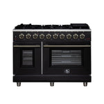 Forno Massimo 48-Inch Black Freestanding Gas Range, 8 Burners, True Convection Oven - BonPrix Électroménagers