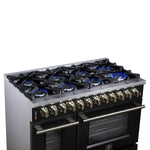 Forno Massimo 48 Inch Freestanding Dual Fuel Range in Black with Antique Brass Accessories, 8 Burners, 6.58 cu. ft. Convection Oven - BonPrix Électroménagers
