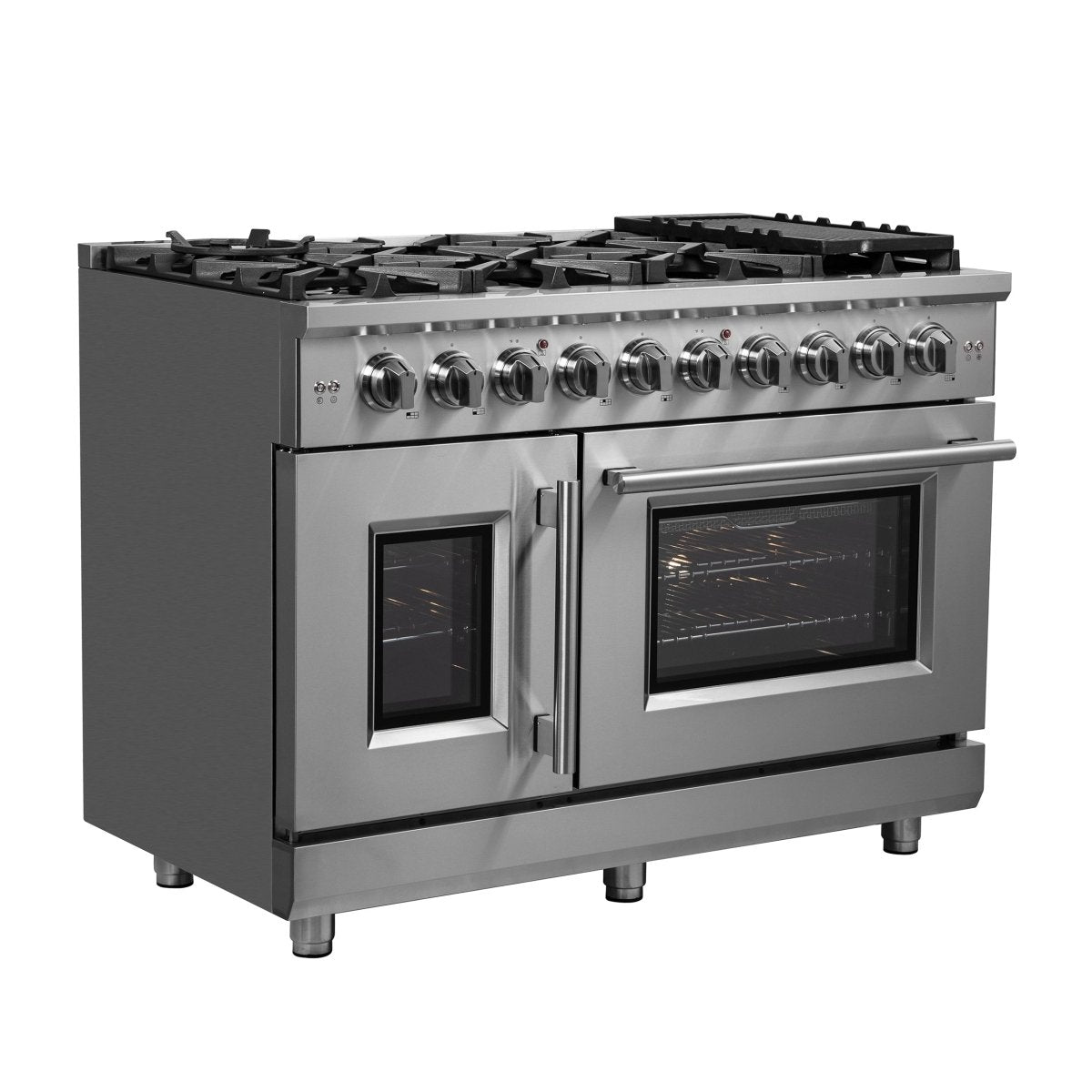 Forno Massimo 48-Inch Freestanding French Door Gas Range, 8 Burners, Convection Oven, Energy Efficient - BonPrix Électroménagers