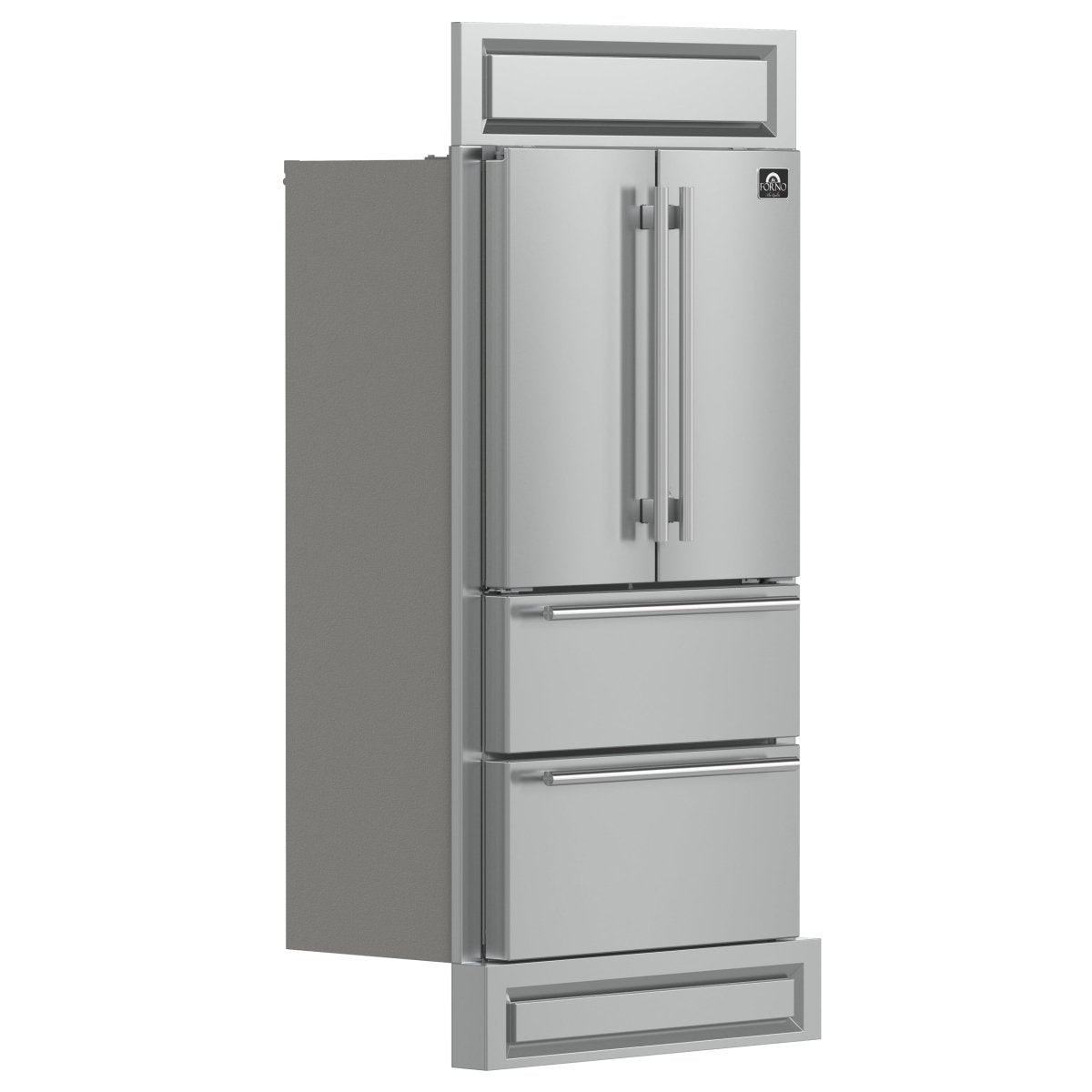 Forno Moena 40-Inch French Door Refrigerator, Stainless Steel, 19.2 cu.ft, Modern Decorative Grill, ENERGY STAR Certified - BonPrix Électroménagers
