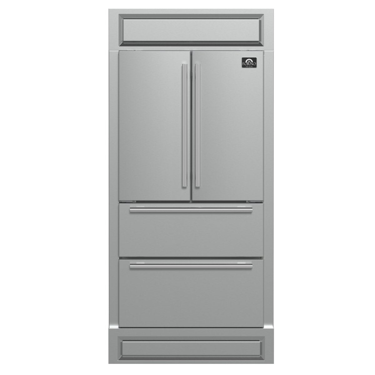 Forno Moena 40-Inch French Door Refrigerator, Stainless Steel, 19.2 cu.ft, Modern Decorative Grill, ENERGY STAR Certified - BonPrix Électroménagers