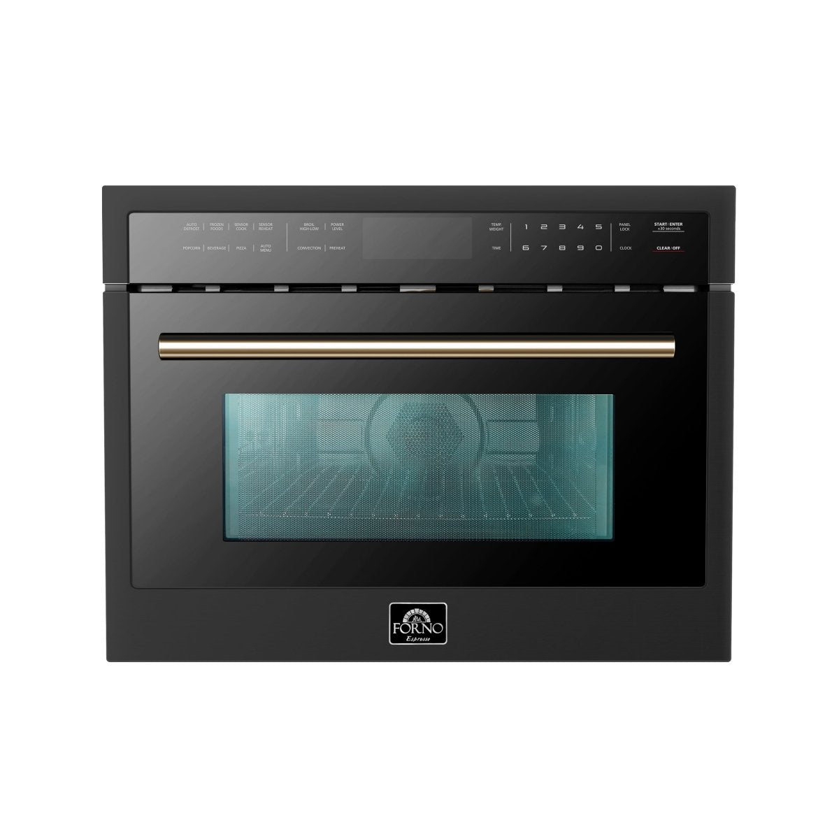 Forno Oliena Espresso Black 24-Inch Built-In Microwave and Convection Oven Combo, 1.6 cu.ft, 1750W Convection, 1000W Microwave, Stainless Steel Interior, Glass Touch Controls, Sensor Cooking - BonPrix Électroménagers
