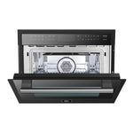 Forno Oliena Espresso Black 24-Inch Built-In Microwave and Convection Oven Combo, 1.6 cu.ft, 1750W Convection, 1000W Microwave, Stainless Steel Interior, Glass Touch Controls, Sensor Cooking - BonPrix Électroménagers