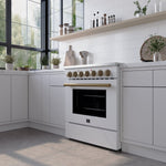 Forno Paolo 30-Inch Freestanding Electric Range, White, 4.38 cu.ft, True Convection Oven, Energy Efficient - BonPrix Électroménagers