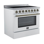 Forno Paolo 36 Inch White Freestanding Electric Range, Stainless Steel, 5.44 cu.ft, True Convection Oven, Energy Efficient - BonPrix Électroménagers