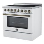 Forno Paolo 36 Inch White Freestanding Electric Range, Stainless Steel, 5.44 cu.ft, True Convection Oven, Energy Efficient - BonPrix Électroménagers