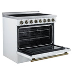 Forno Paolo 36 Inch White Freestanding Electric Range, Stainless Steel, 5.44 cu.ft, True Convection Oven, Energy Efficient - BonPrix Électroménagers