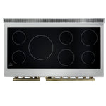Forno Paolo 48 Inch Freestanding Electric Range in White with Antique Brass, 6.7 cu.ft, True Convection Oven, Energy Efficient - BonPrix Électroménagers