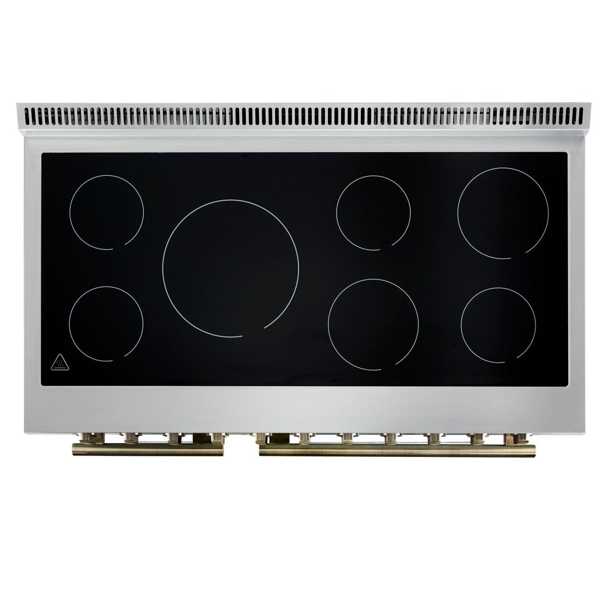 Forno Paolo 48 Inch Freestanding Electric Range in White with Antique Brass, 6.7 cu.ft, True Convection Oven, Energy Efficient - BonPrix Électroménagers