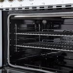 Forno Paolo 48 Inch Freestanding Electric Range in White with Antique Brass, 6.7 cu.ft, True Convection Oven, Energy Efficient - BonPrix Électroménagers