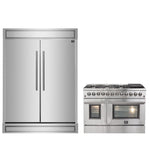 FORNO Premium 2-Piece Kitchen Bundle - Galiano 48" Stainless Steel Dual Fuel Range, Forno Maderno 2-28 " Wide Units with Decorative Trim - FBDL-017-03CAUS - BonPrix Électroménagers