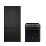 FORNO Premium 2-Piece Kitchen Bundle - Leonardo Espresso 30" Black Range, 31" Black Bottom Freezer Refrigerator - FBDL-003-02CA - BonPrix Électroménagers