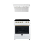 FORNO Premium 2-Piece Kitchen Bundle - Leonardo Espresso 30" White Range, 30" White Range Hood - FBDL-002-03CA - BonPrix Électroménagers