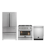 FORNO Premium 3-Piece Kitchen Bundle - 36" Gas Range, French Door Refrigerator, Built-In Dishwasher, Stainless Steel - FBDL-009-01CAUS - BonPrix Électroménagers