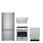 FORNO Premium 4-Piece Kitchen Bundle - 30" Electric Range, 30" Range Hood, 31" French Door Refrigerator, 24" Built-In Dishwasher, Stainless Steel - FBDL-010-01CA - BonPrix Électroménagers