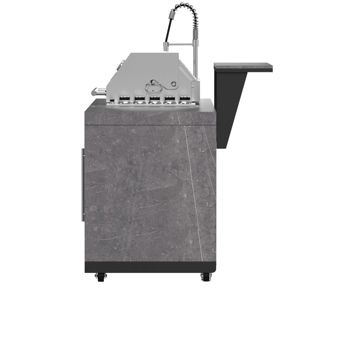 Forno Rimini Outdoor Kitchen 30" BBQ 62,600 BTU, 3 Burners with Sear & Rotisserie, 2.4 cu.ft. Beverage Center, Stainless Steel Sink, Black Cabinets & Gray Sintered Stone Countertop - BonPrix Électroménagers