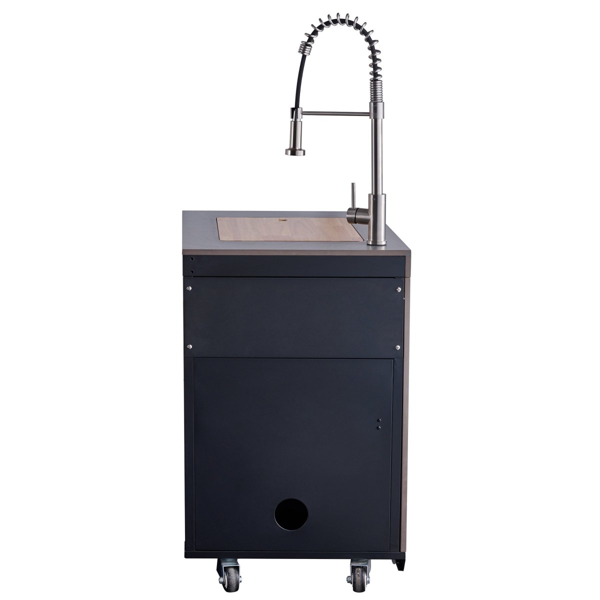 Forno Rimini Outdoor Kitchen 30" BBQ 62,600 BTU, 3 Burners with Sear & Rotisserie, 2.4 cu.ft. Beverage Center, Stainless Steel Sink, Black Cabinets & Gray Sintered Stone Countertop - BonPrix Électroménagers