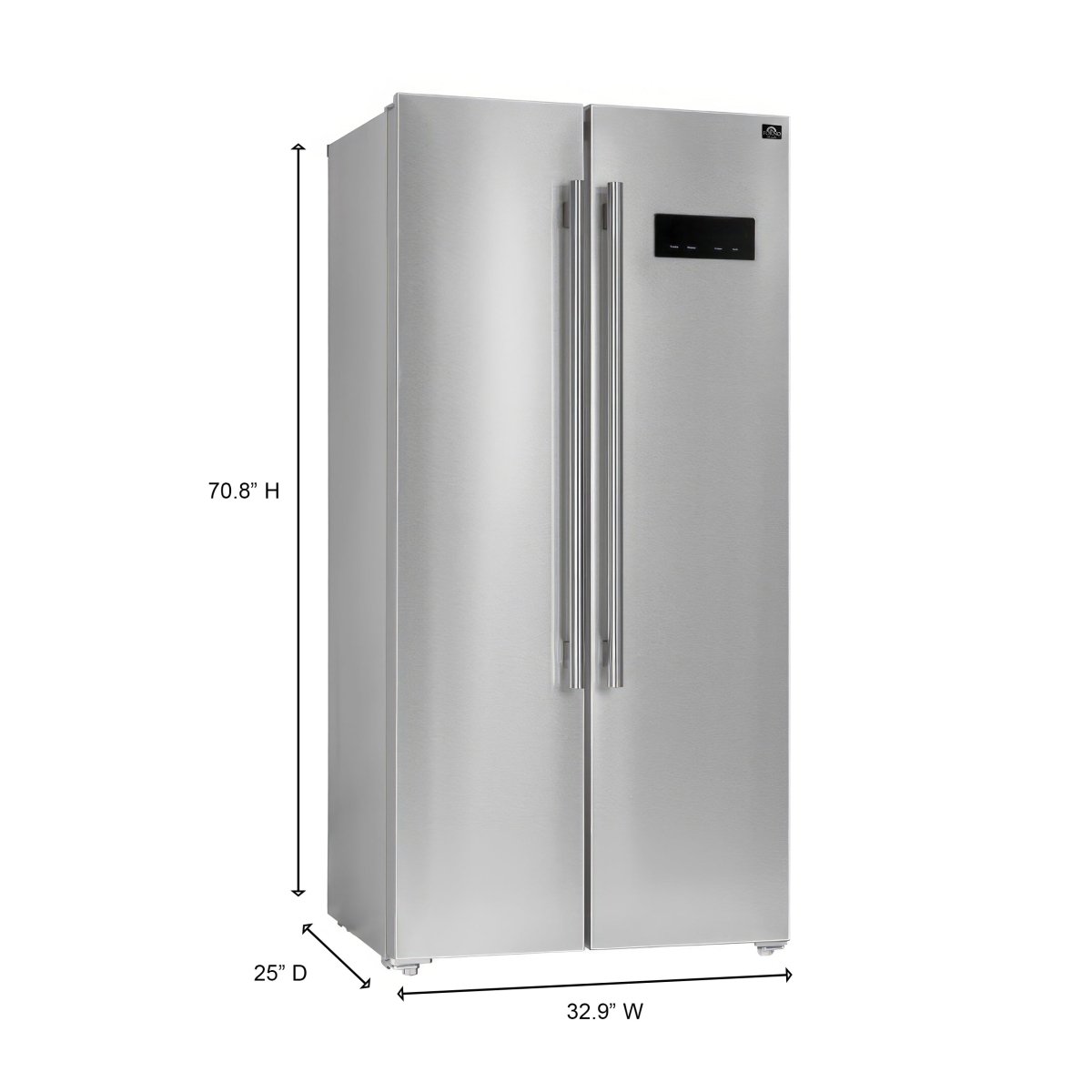Forno Salerno 33-Inch Side-by-Side Stainless Steel Refrigerator, 15.6 cu.ft, ENERGY STAR Certified - BonPrix Électroménagers