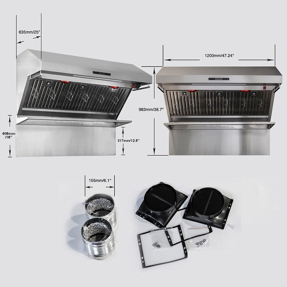 Forno Savona 48-Inch Wall Mount Range Hood, Baffle Filters, Backsplash Included - BonPrix Électroménagers