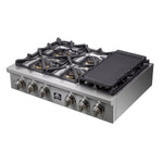 Forno Spezia Alta Qualita 36-Inch Pro-Style Gas Rangetop, Stainless Steel, 6 Sealed Burners, Continuous Cast Iron Grates, High Heat Output - BonPrix Électroménagers