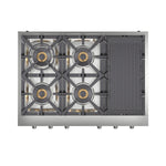 Forno Spezia Alta Qualita 36-Inch Pro-Style Gas Rangetop, Stainless Steel, 6 Sealed Burners, Continuous Cast Iron Grates, High Heat Output - BonPrix Électroménagers