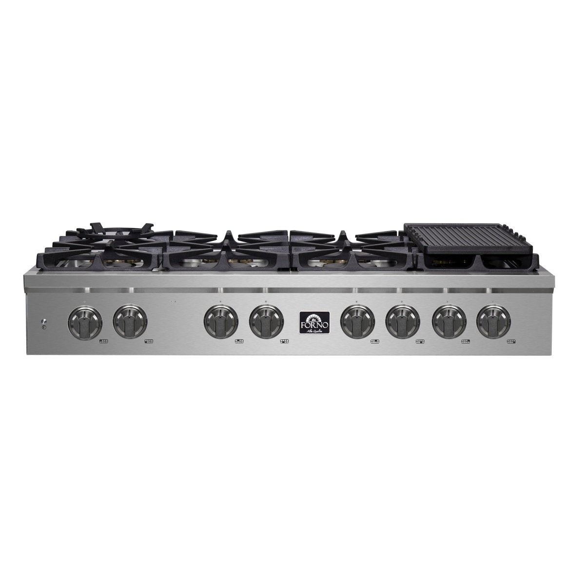 Forno Spezia Alta Qualita 48-Inch Pro-Style Gas Rangetop, Stainless Steel, 8 Sealed Burners, Continuous Cast Iron Grates, High Heat Output - BonPrix Électroménagers