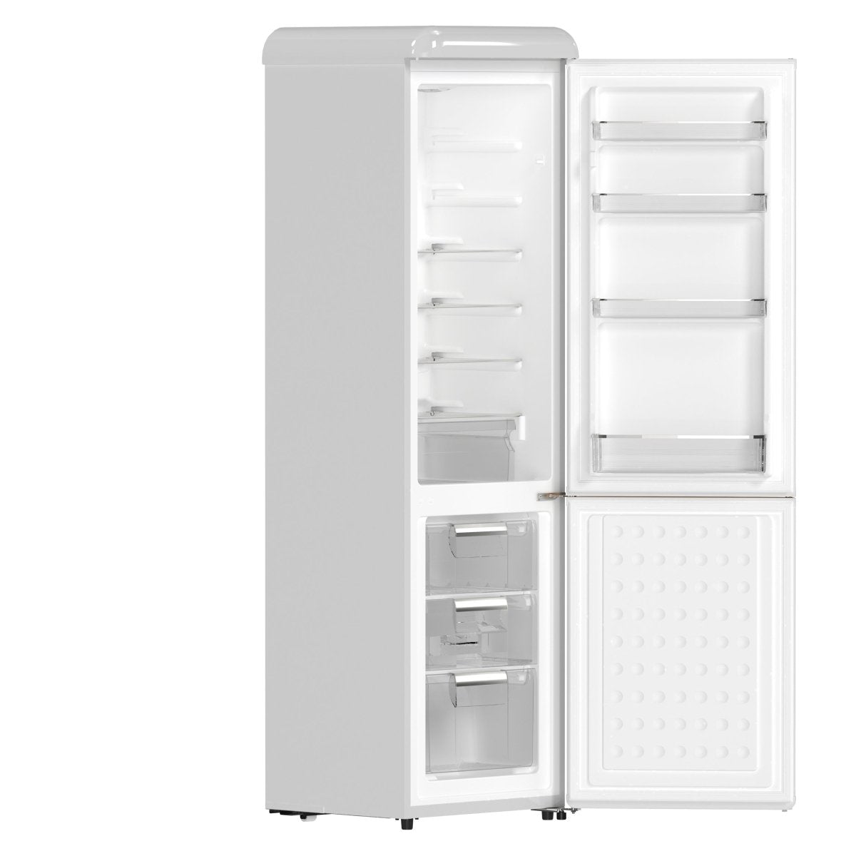 Forno Storico 22-Inch Retro bottom freezer Fridge in White, 9 cu.ft, copper-tone handle - BonPrix Électroménagers