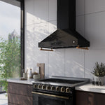 Forno Venezia 36 Inch Wall-Mounted Range Hood in Black with Touch Controls and Baffle Filters - BonPrix Électroménagers
